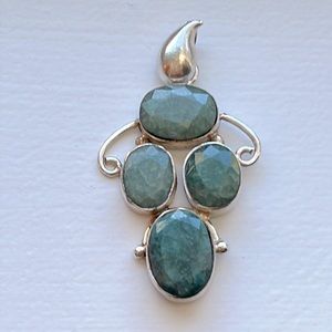 925 Sterling Silver pendant with Emerald Stones